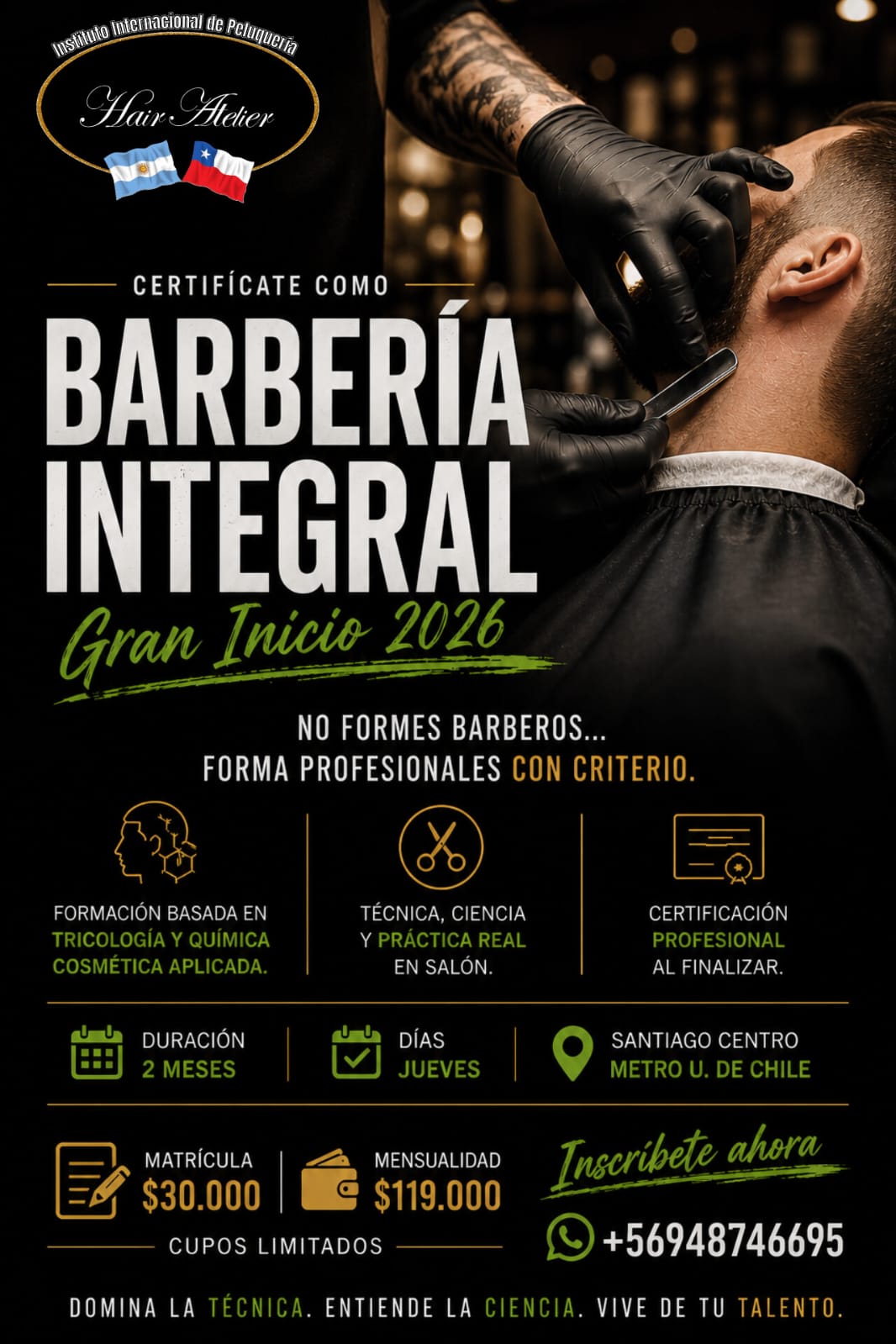Curso Barbería Integral Pro Santiago - Formación Completa Profesional