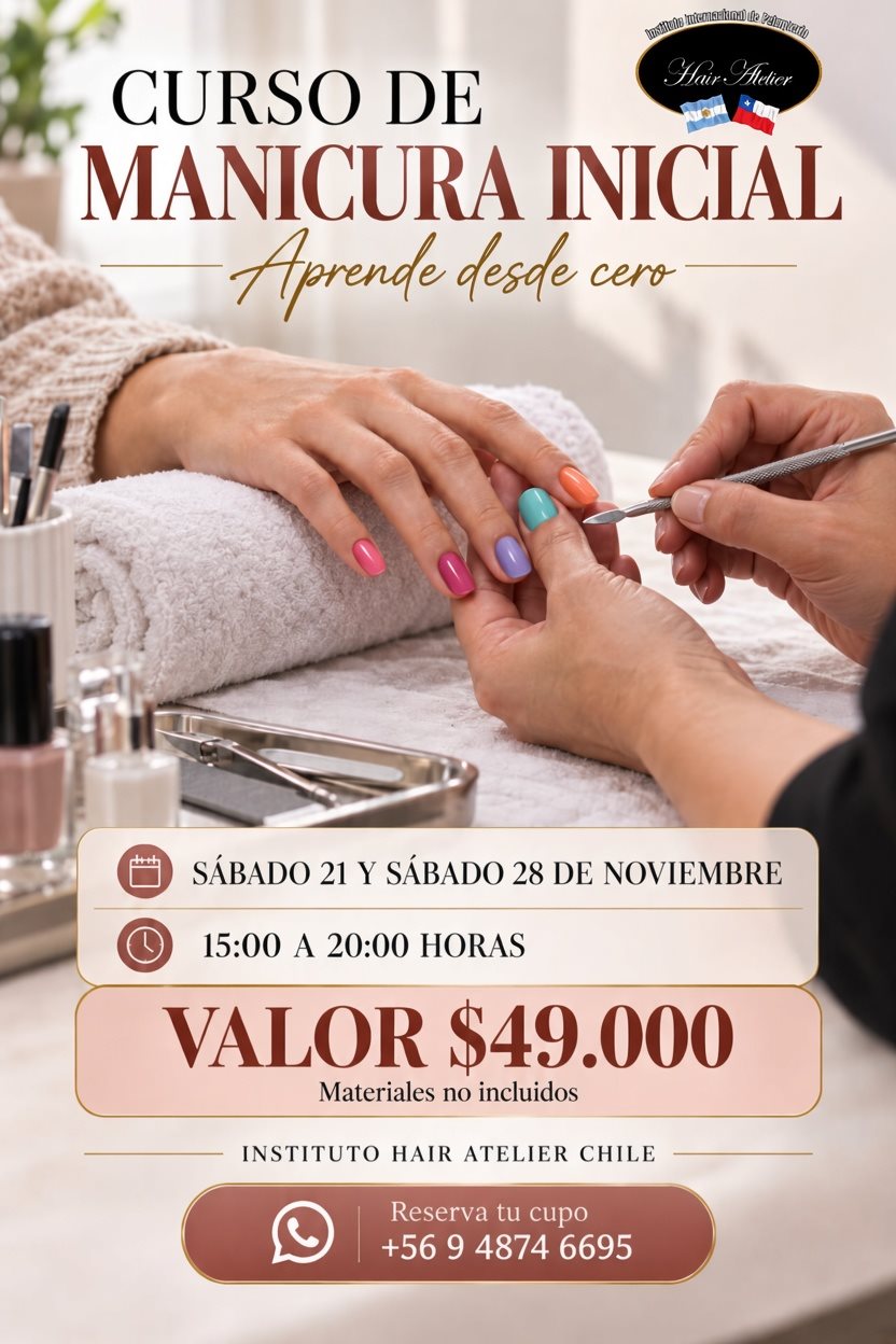 Curso de manicure para principiantes en Santiago Centro - Instituto Hair Atelier Chile